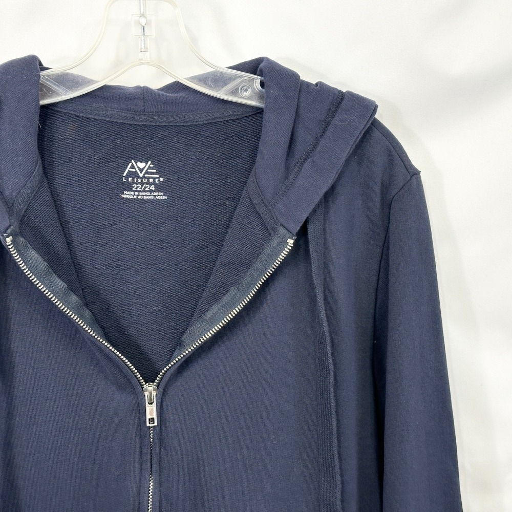 Avenue Plus Size 22/24 Hoodie Full Zip Up Jacket Athleisure Navy Blue Terry D - Picture 6 of 8